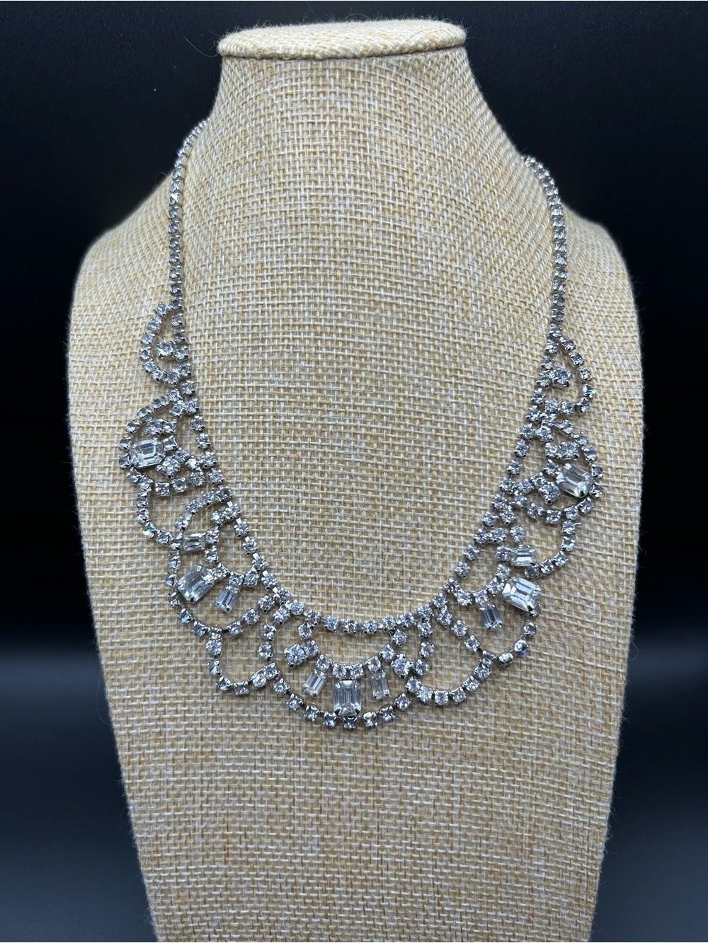Silver Crystal Rhinestone Statement Necklace - Women Jewelry